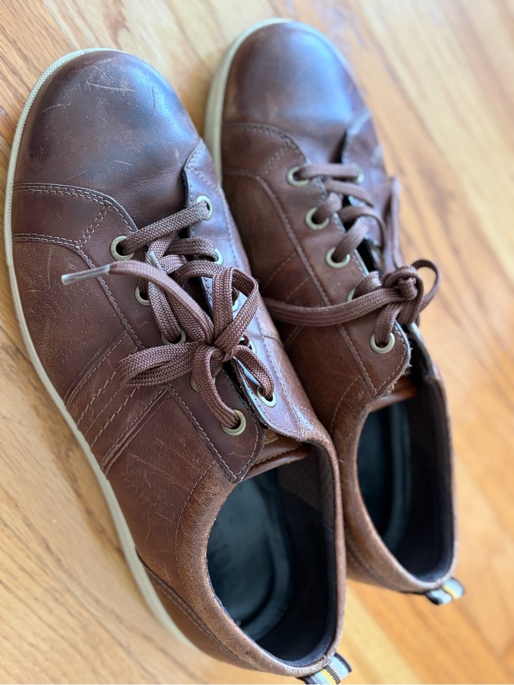 Ecco Men's Brown Leather  Sneakers, size12